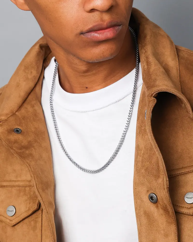 Nxs 4Mm Franco Necklace White Gold 1