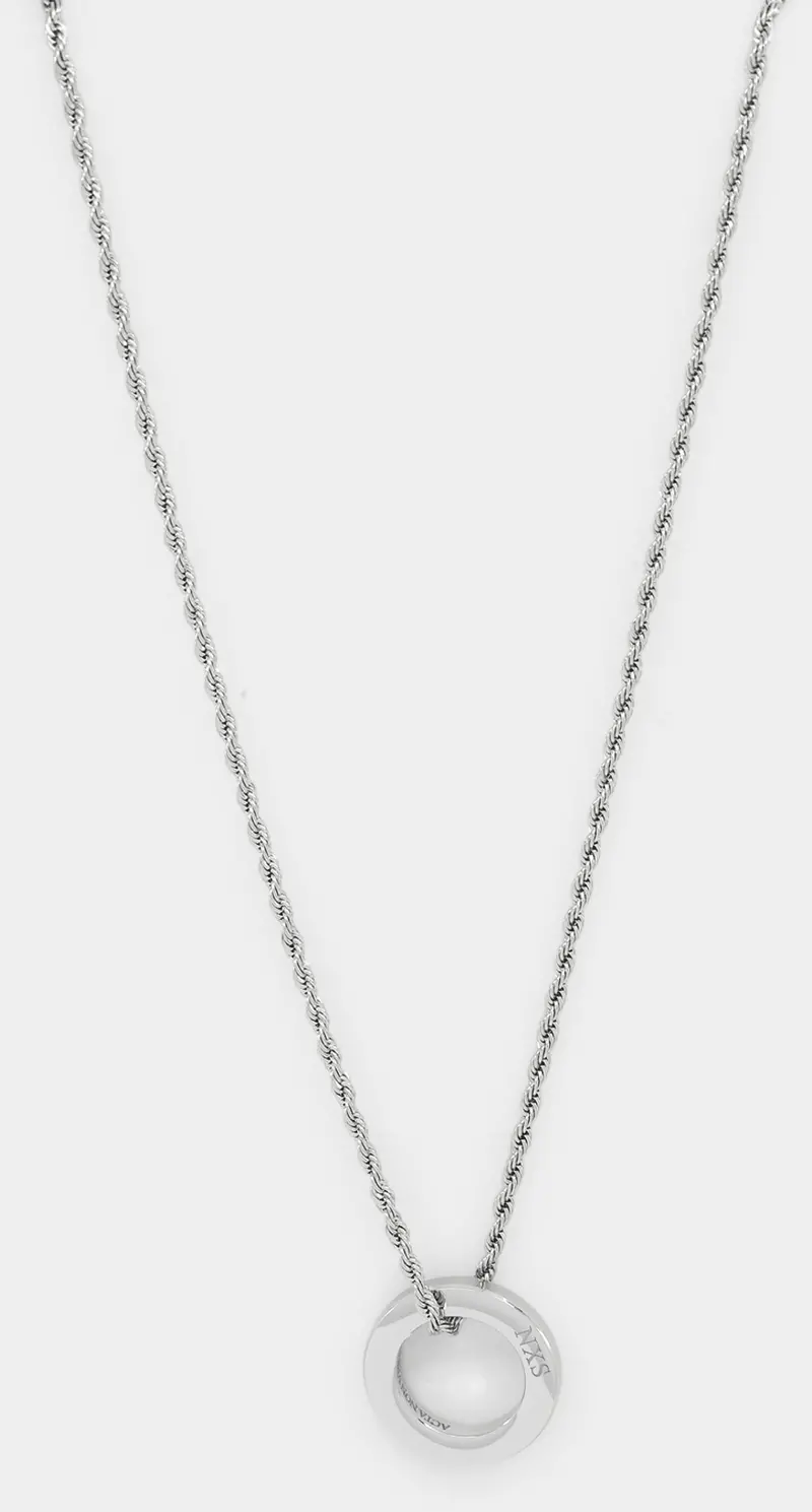 Nxs Acta Non Verba Ring Pendant White Gold 1