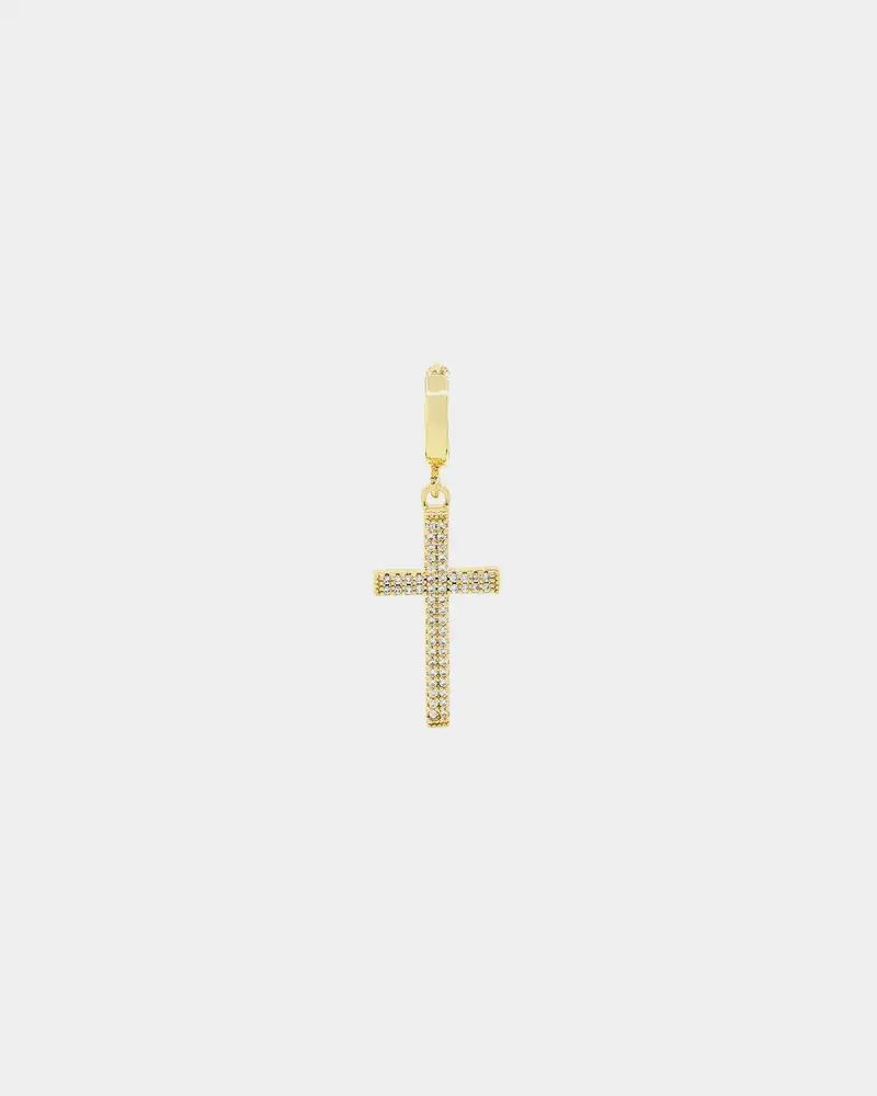 Nxs Cross Earring Iced Gold 1