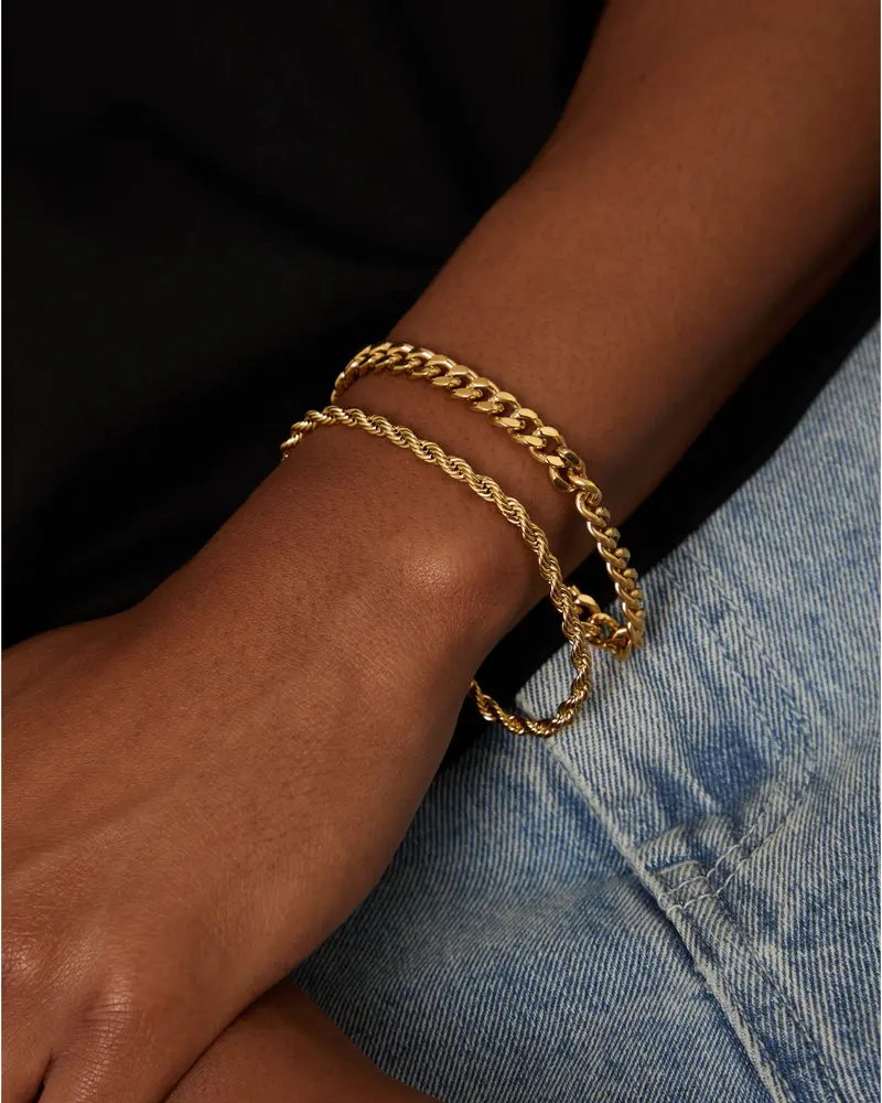 Nxs Cuban Rope Bracelet Set Gold 1