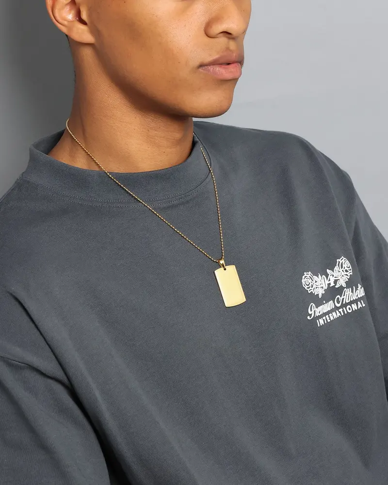 Nxs Dog Tag Necklace Gold 1