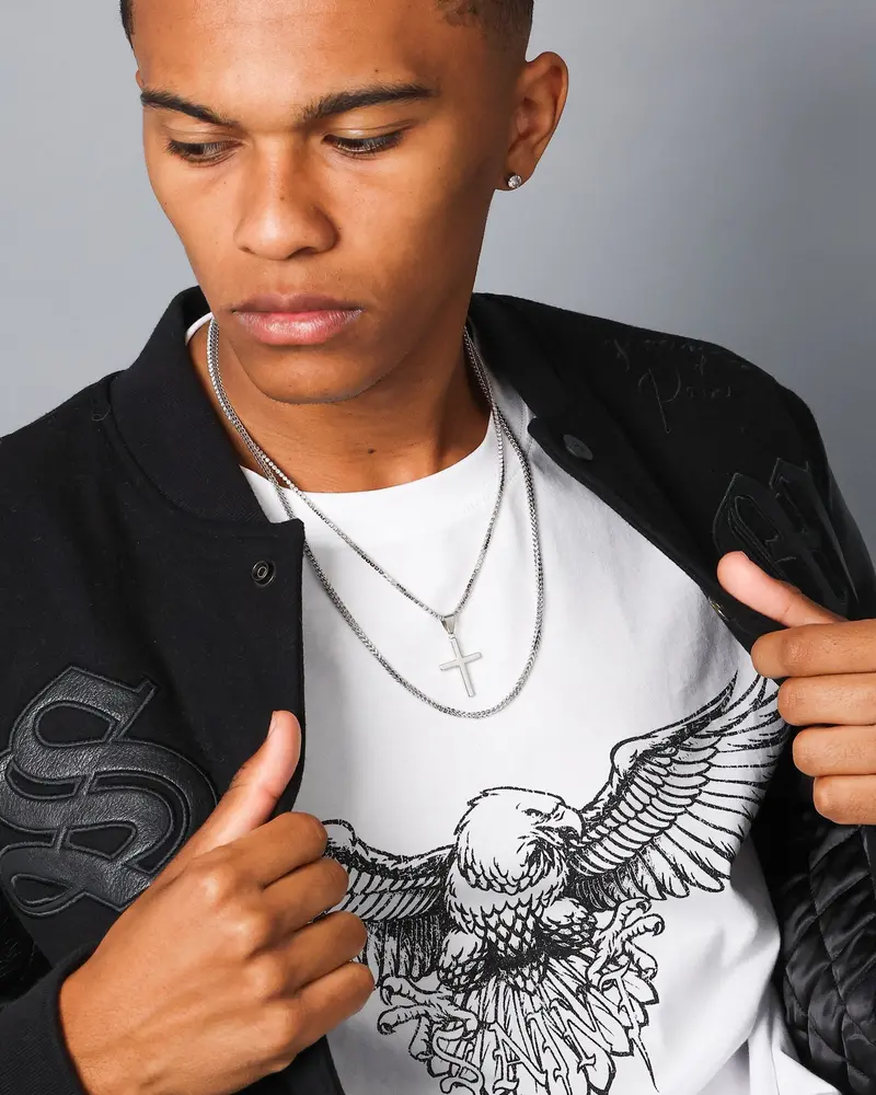 Nxs Double Cross Chain White Gold 1