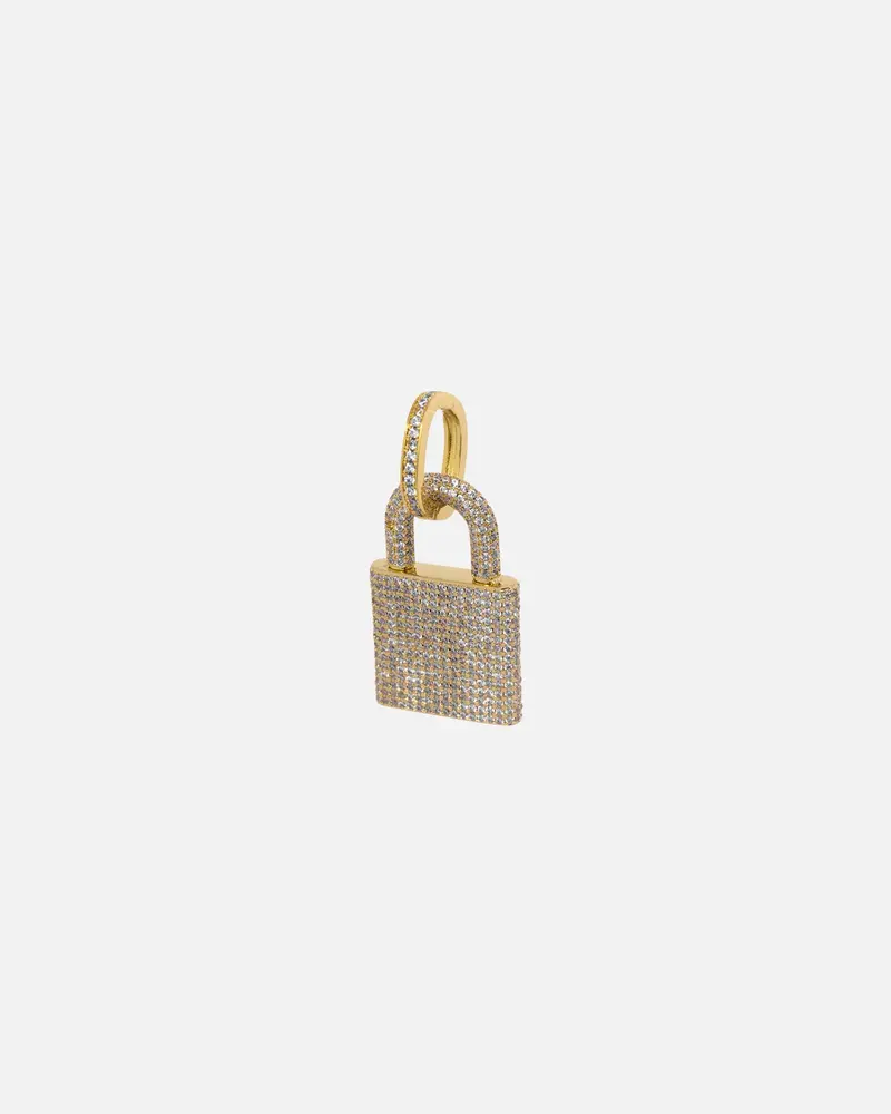 Nxs Iced Padlock Pendant Iced Gold 1