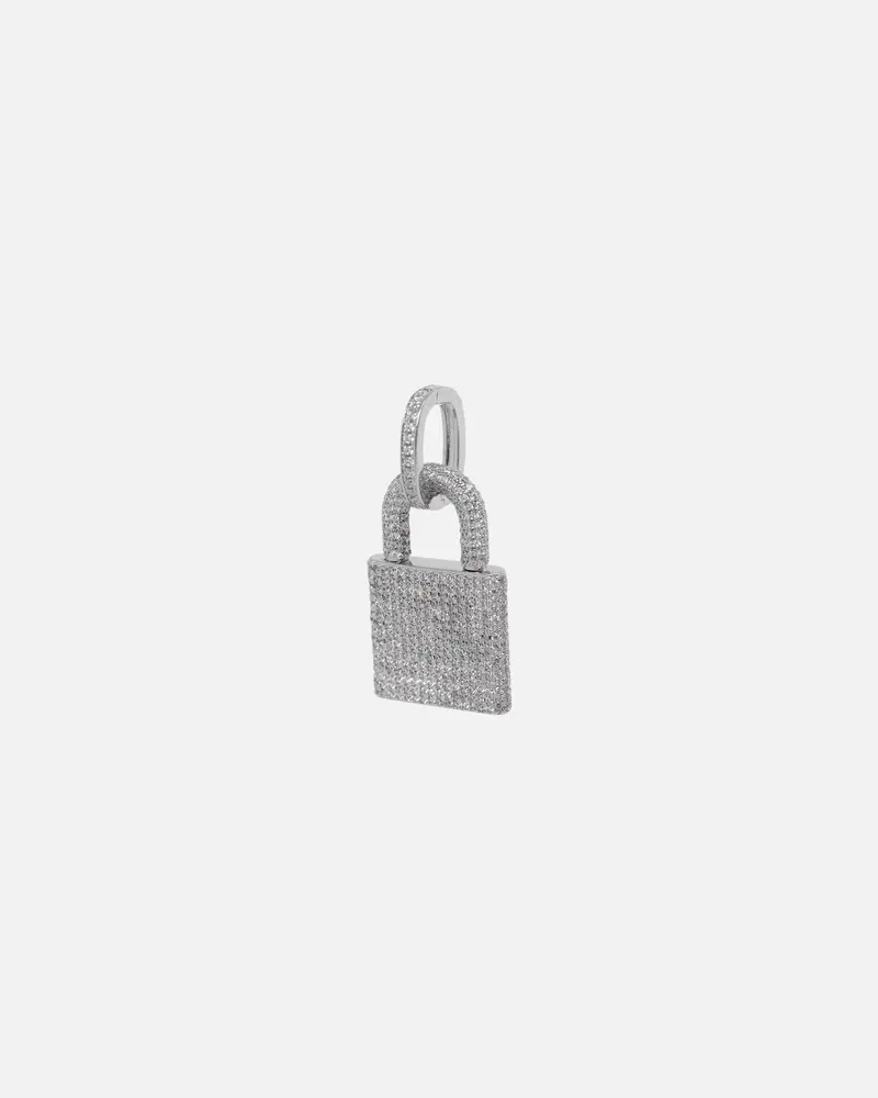Nxs Iced Padlock Pendant Iced White Gold 1