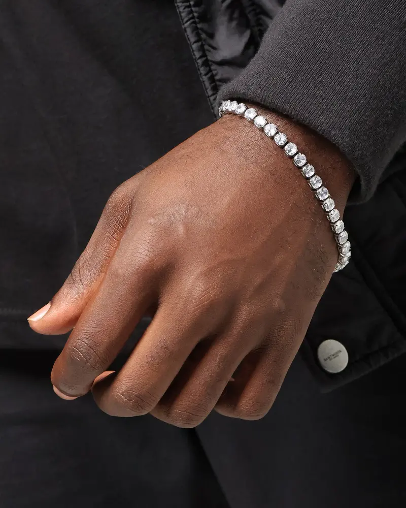 Nxs Round Cut Tennis Bracelet Iced White Gold 1