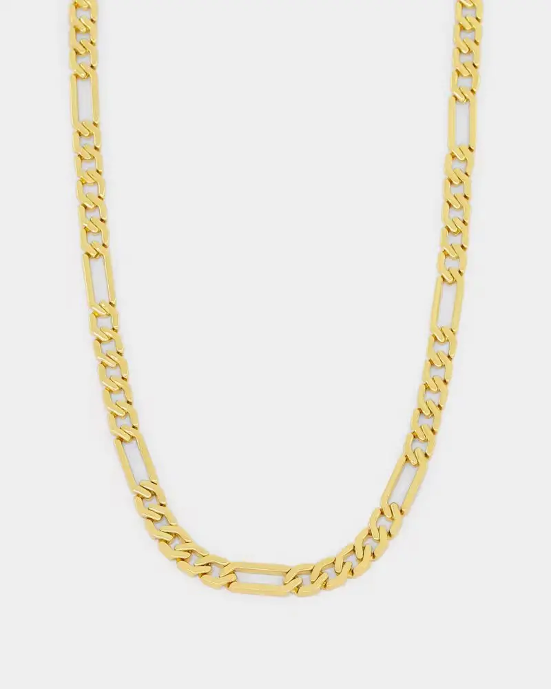 Nxs Sharp Cut Figaro Chain Gold 1