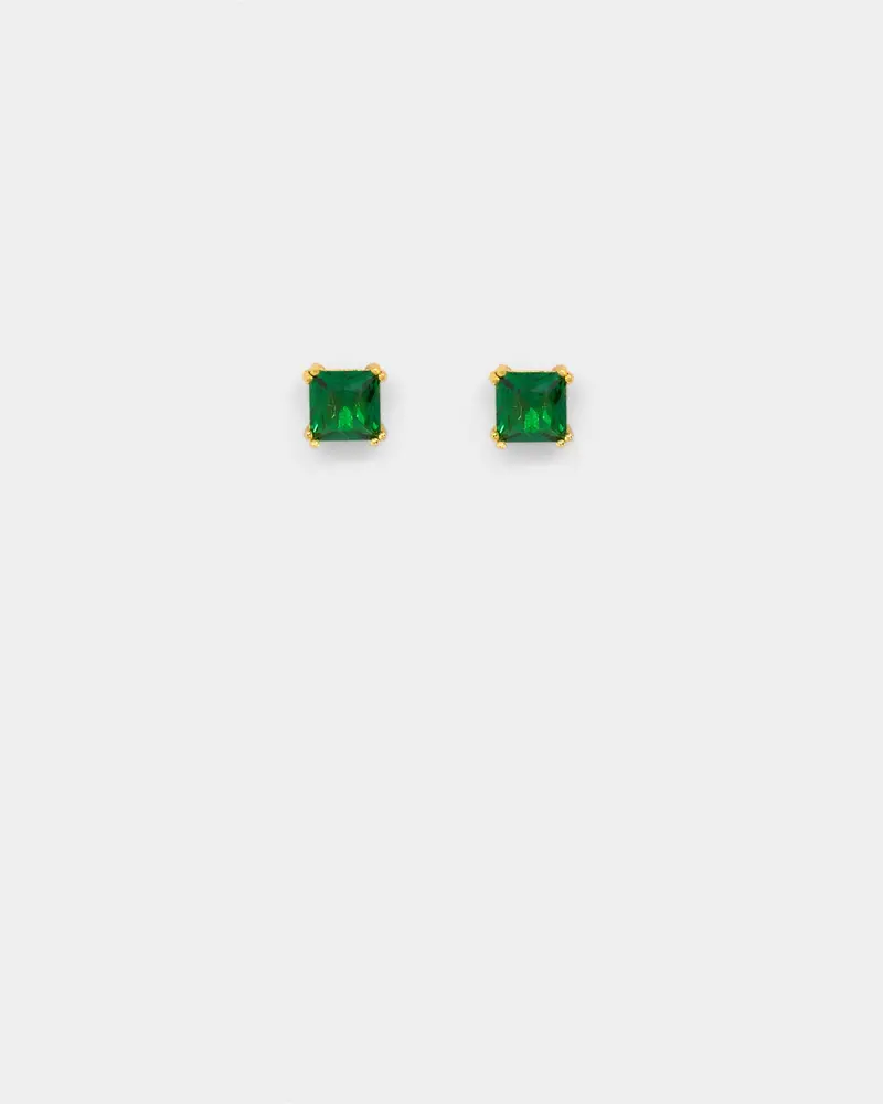 Nxs Square Cut Earring Gold/Green 1