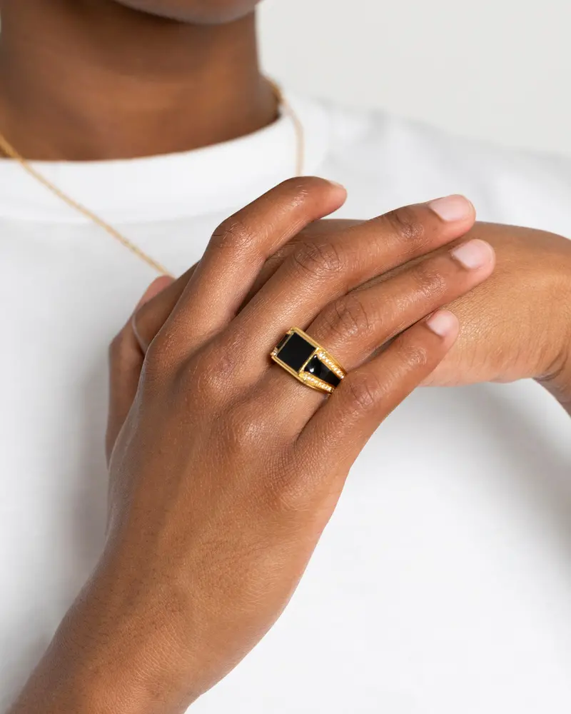 Nxs Statement Ring Gold/Black 1