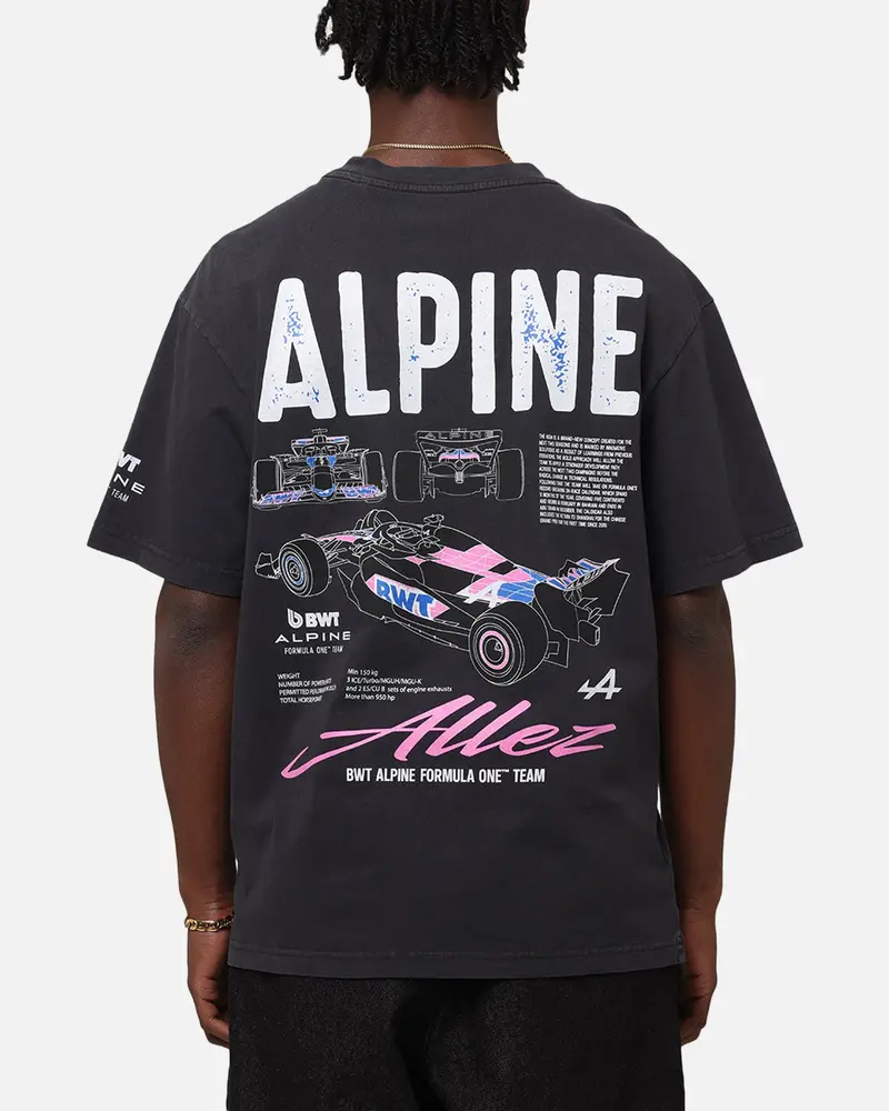 Outerstuff Alpine F1 Team Cursive T-Shirt Faded Black 1