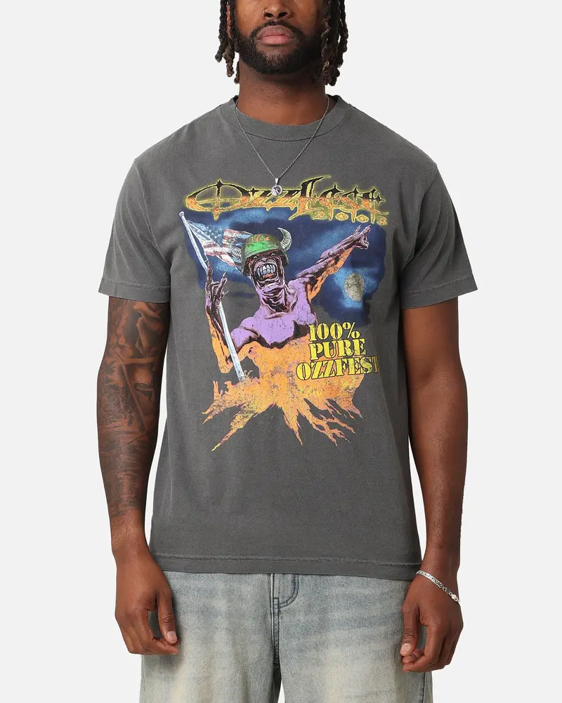 Ozzy Osbourne Ozzfest Helmet T-Shirt Faded Black 1