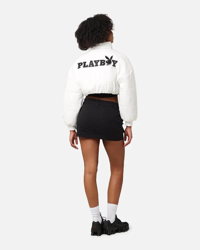 Playboy Bunny O Cropped Puffer Jacket White 4