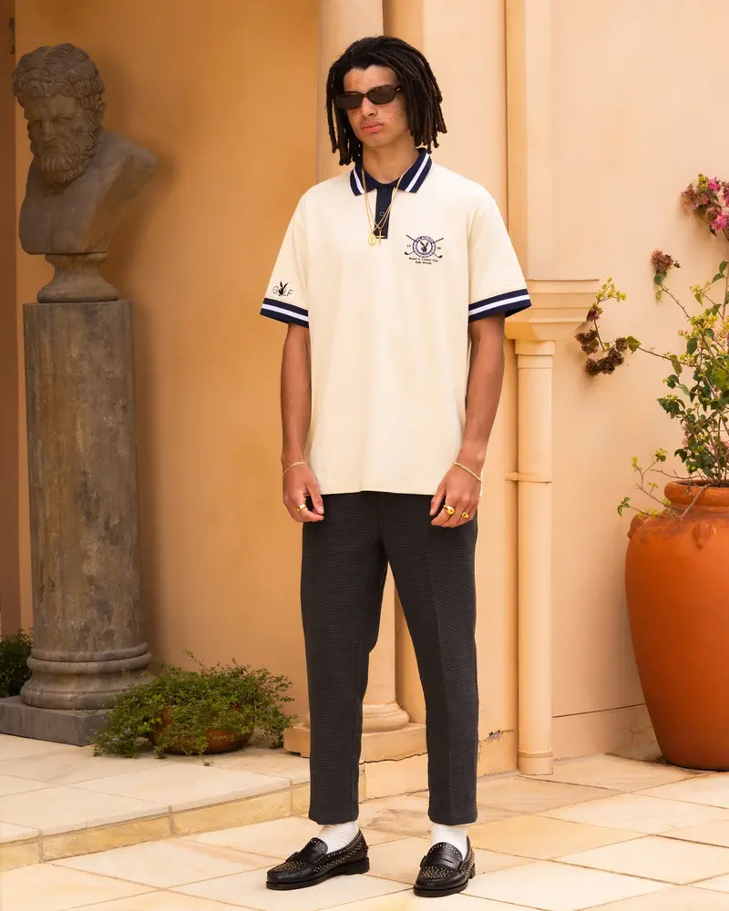 Playboy By Culture Kings Birdie Polo Shirt Off White/Navy 1