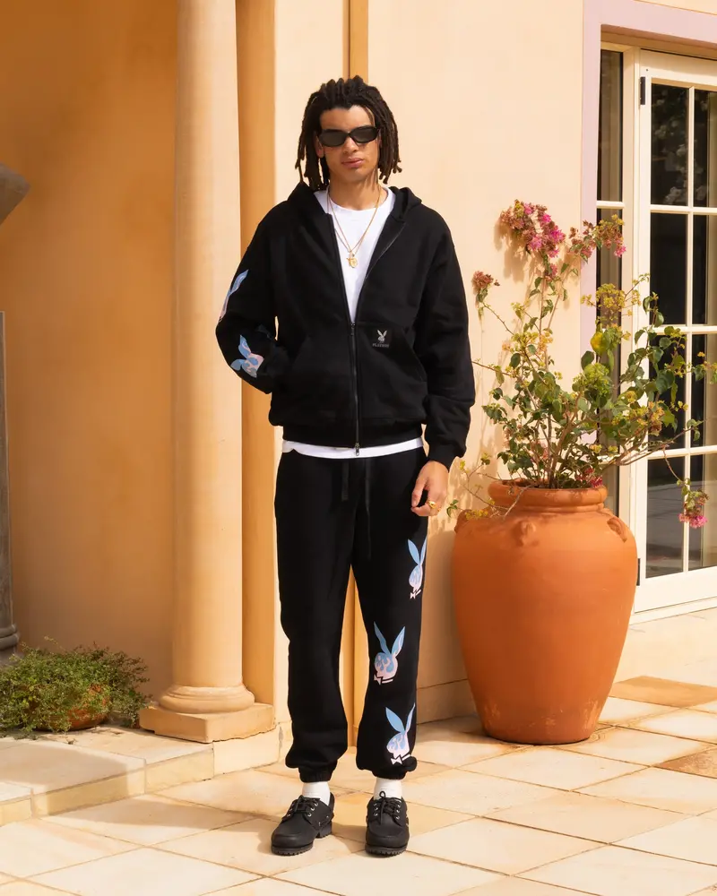 Playboy By Culture Kings Lit Bunny Fully Zip Hoodie Black 1