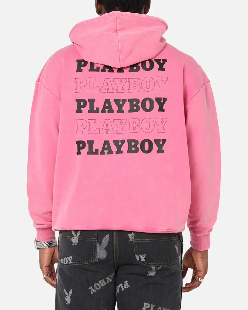 Playboy Stack Washed Hoodie Washed Raspberry 1