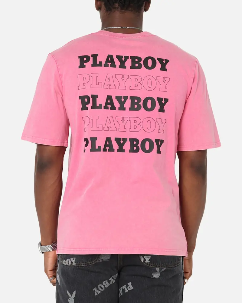 Playboy Stack Washed T-Shirt Washed Raspberry 1