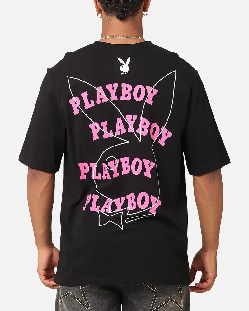 Playboy Wavy Stacked T-Shirt Black 1