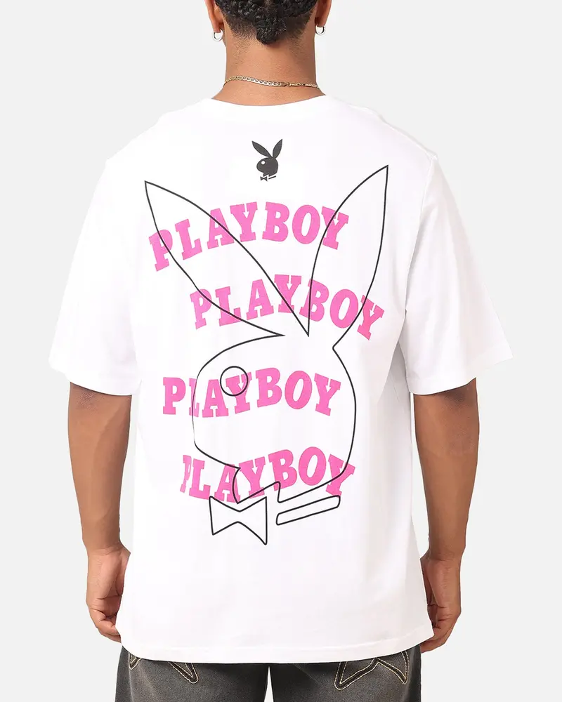 Playboy Wavy Stacked T-Shirt White 1