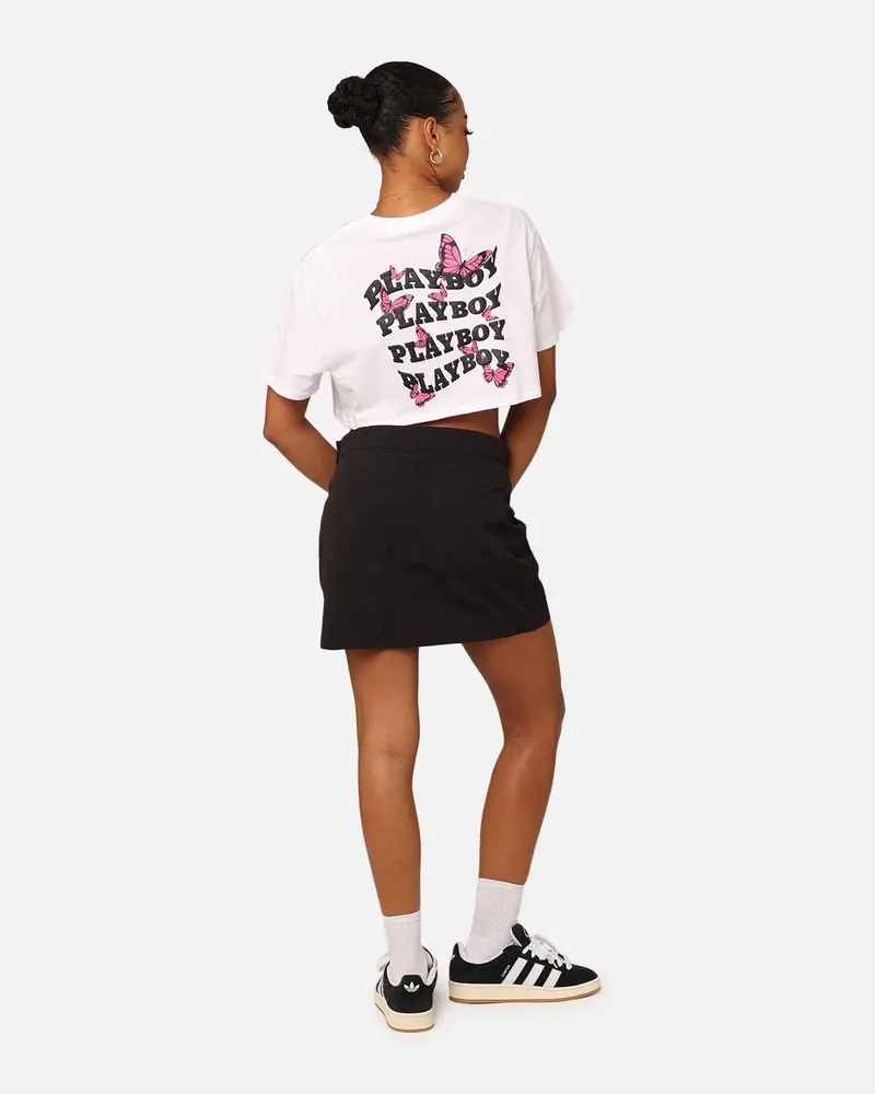 Playboy Women's Butterfly Cropped T-Shirt White 3