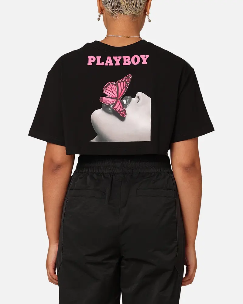 Playboy Women's Smu Cropped T-Shirt Black 1