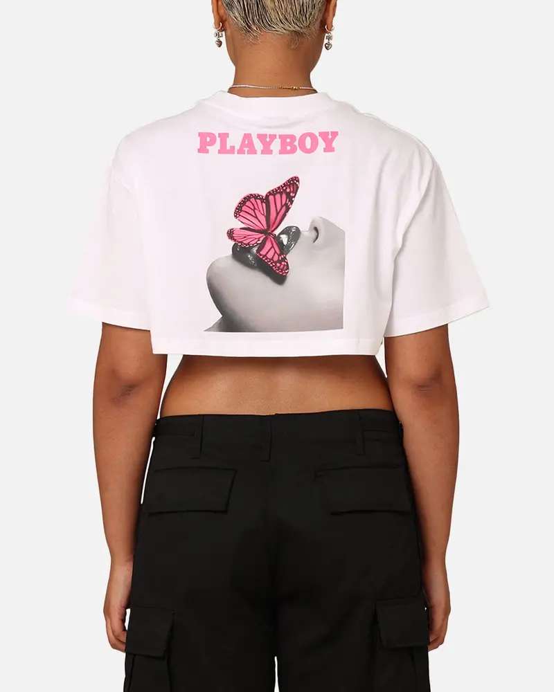 Playboy Women's Smu Cropped T-Shirt White 1