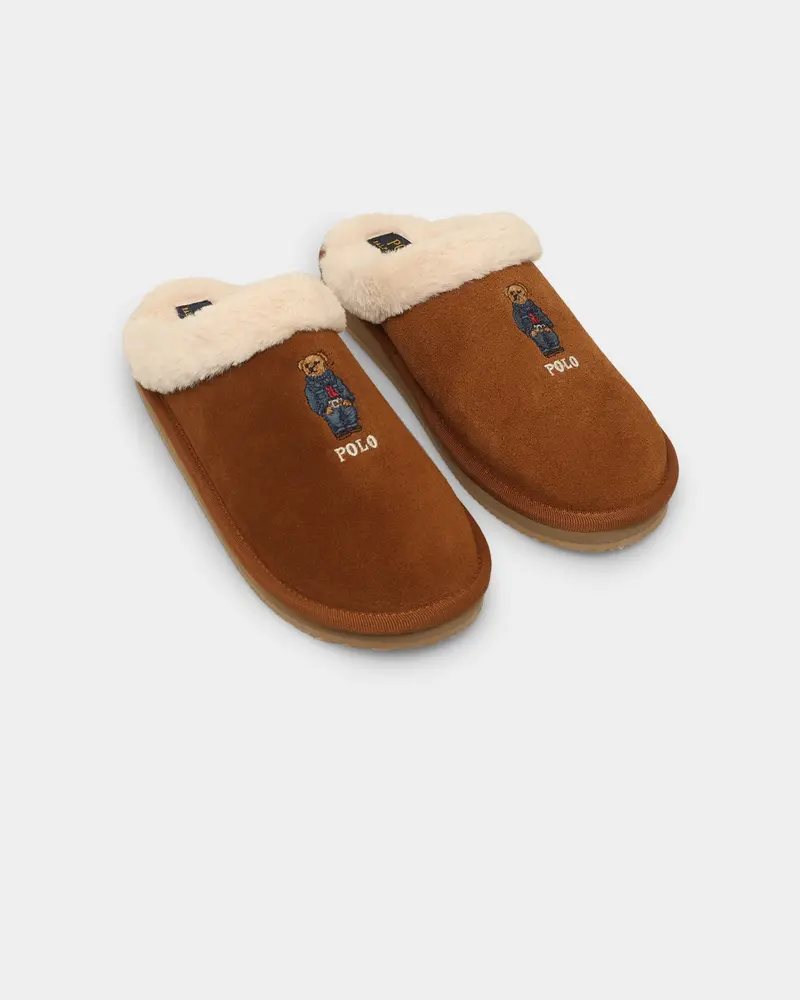 Polo Ralph Lauren Women's Kayleigh Scuff Bear Slipper Snf Suede 1