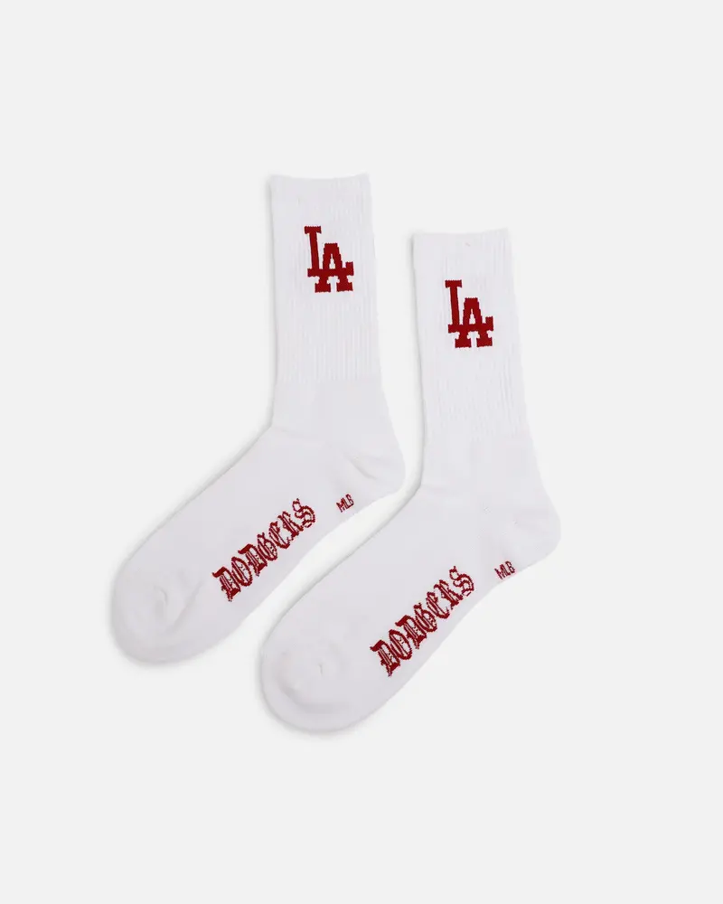 Pro Compression Los Angeles Dodgers Gothic Script Crew Sock White 1