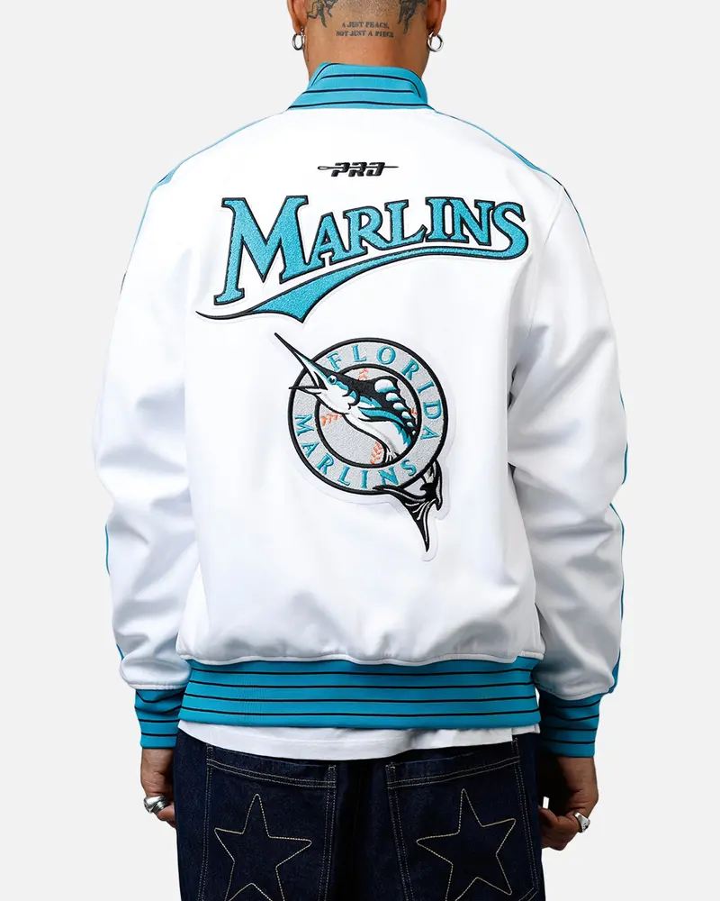 Pro Standard Florida Marlins Double Knit Jacket White 1