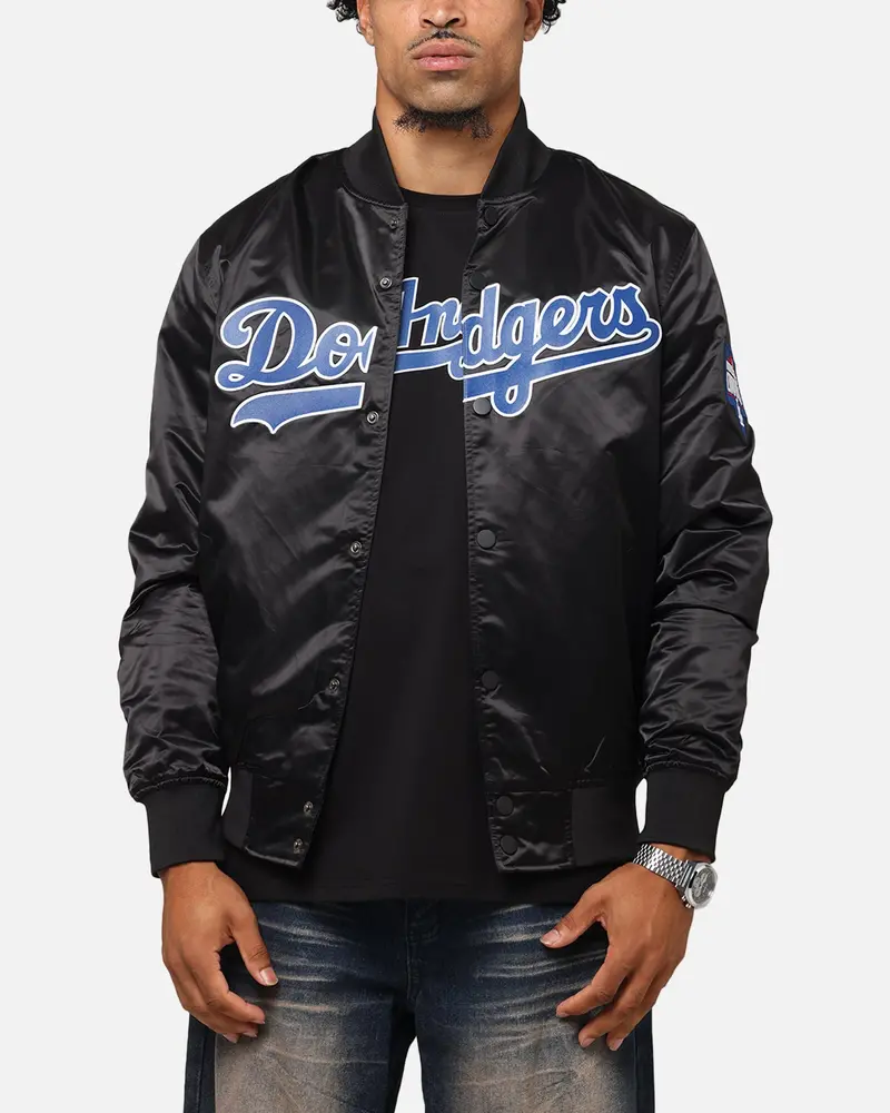 Pro Standard Los Angeles Dodgers Big Logo Satin Jacket Black 1