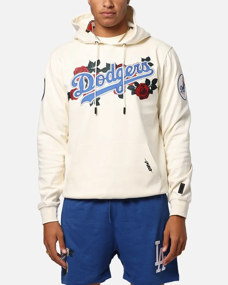 Pro Standard Los Angeles Dodgers Roses Pullover Hoodie Eggshell 1