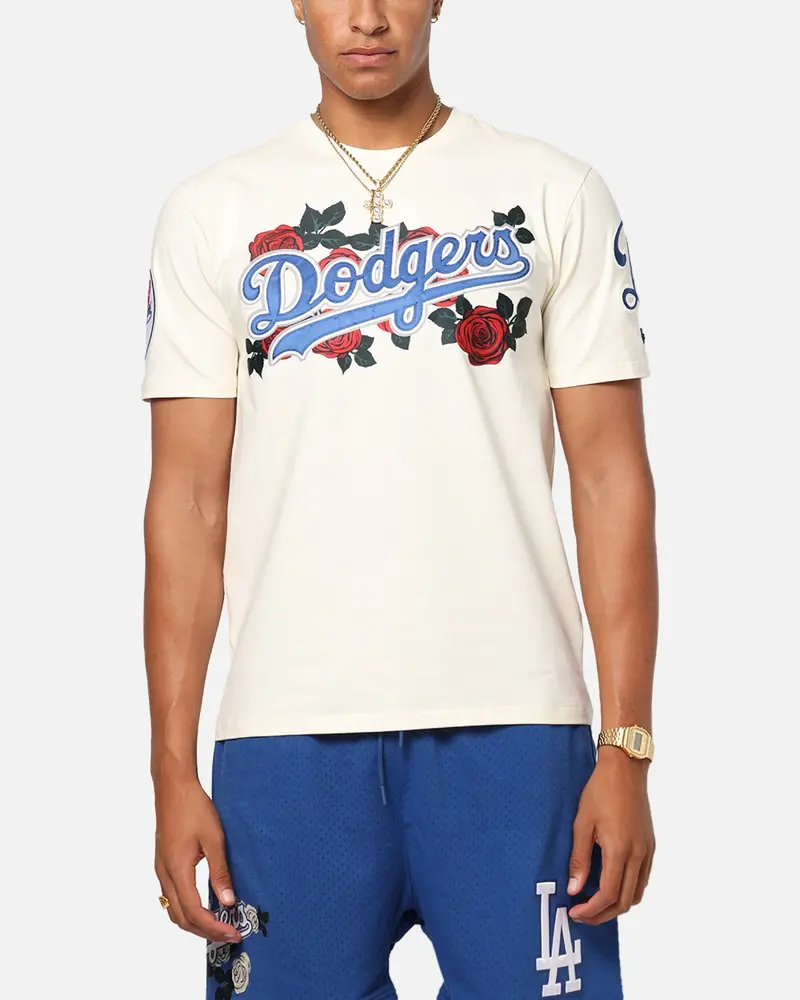 Pro Standard Los Angeles Dodgers Roses T-Shirt Eggshell 1