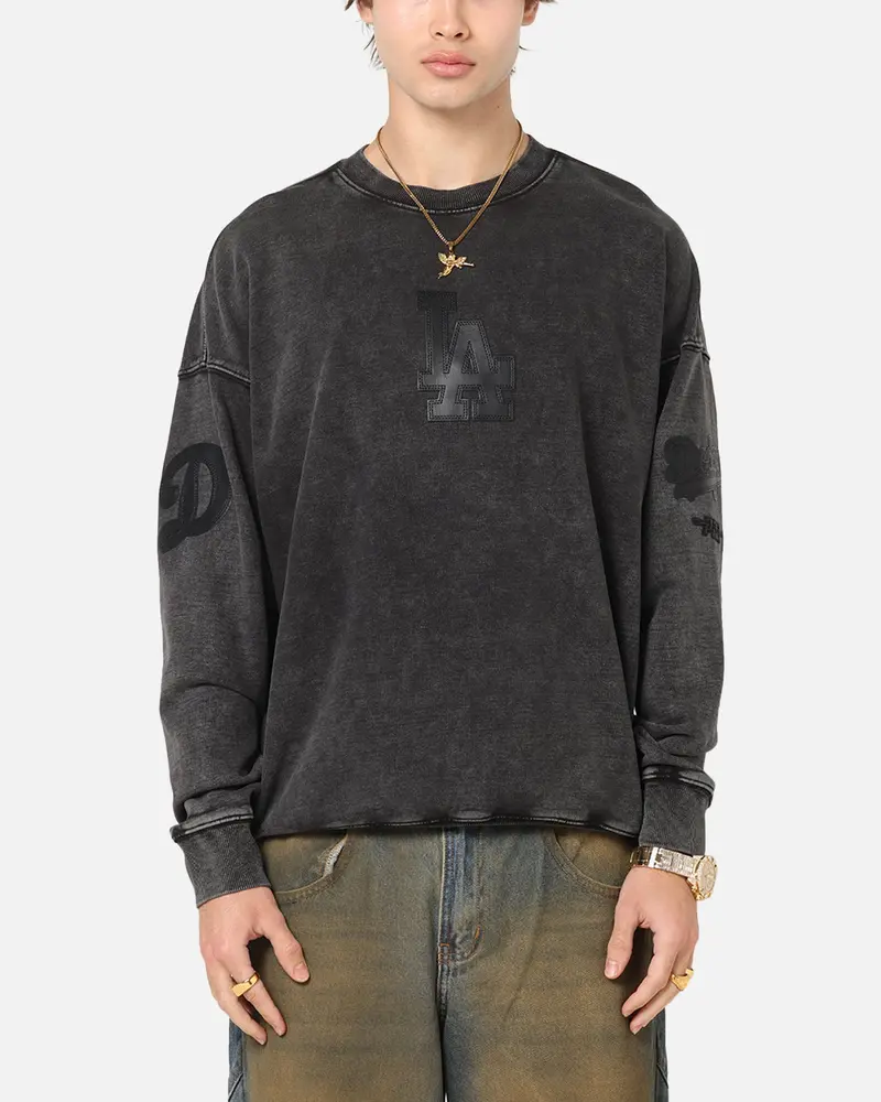 Pro Standard Los Angeles Dodgers 'Wash Vanguard' Fleece Crewneck Washed Black 1