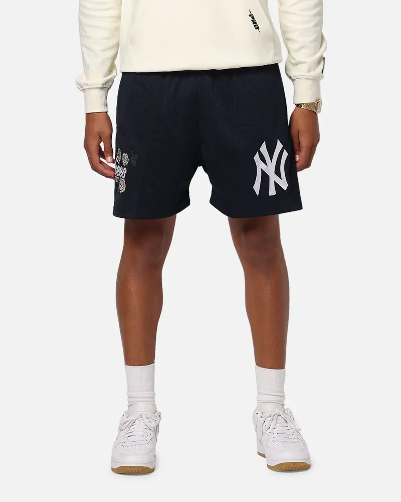 Pro Standard New York Yankees Roses Mesh Shorts Navy 1