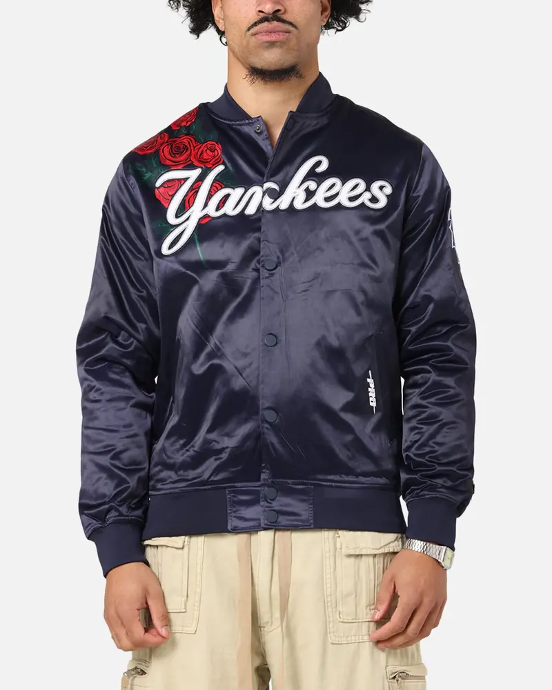 Pro Standard New York Yankees Roses Satin Jacket Navy 1