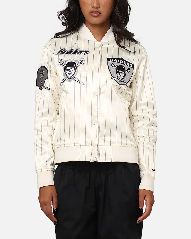 Pro Standard Women's Las Vegas Raiders Satin Jacket Eggshell/Grey 1
