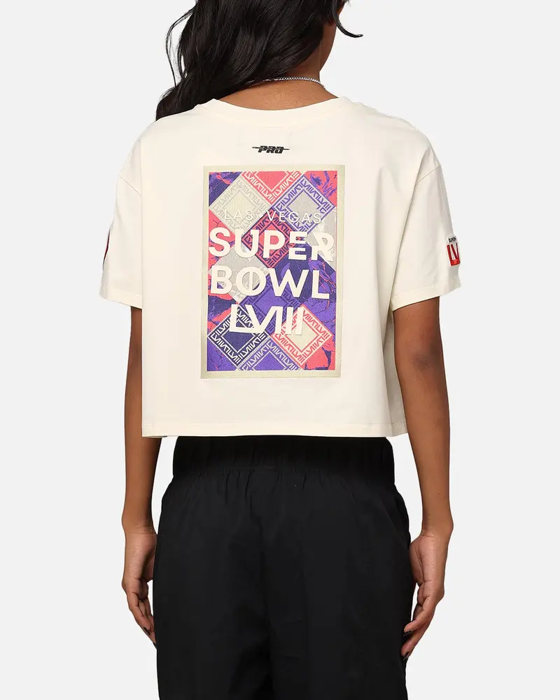 Pro Standard Women's Nfl Las Vegas Super Bowl Lviii Croppec Boxy T-Shirt Eggshell 1