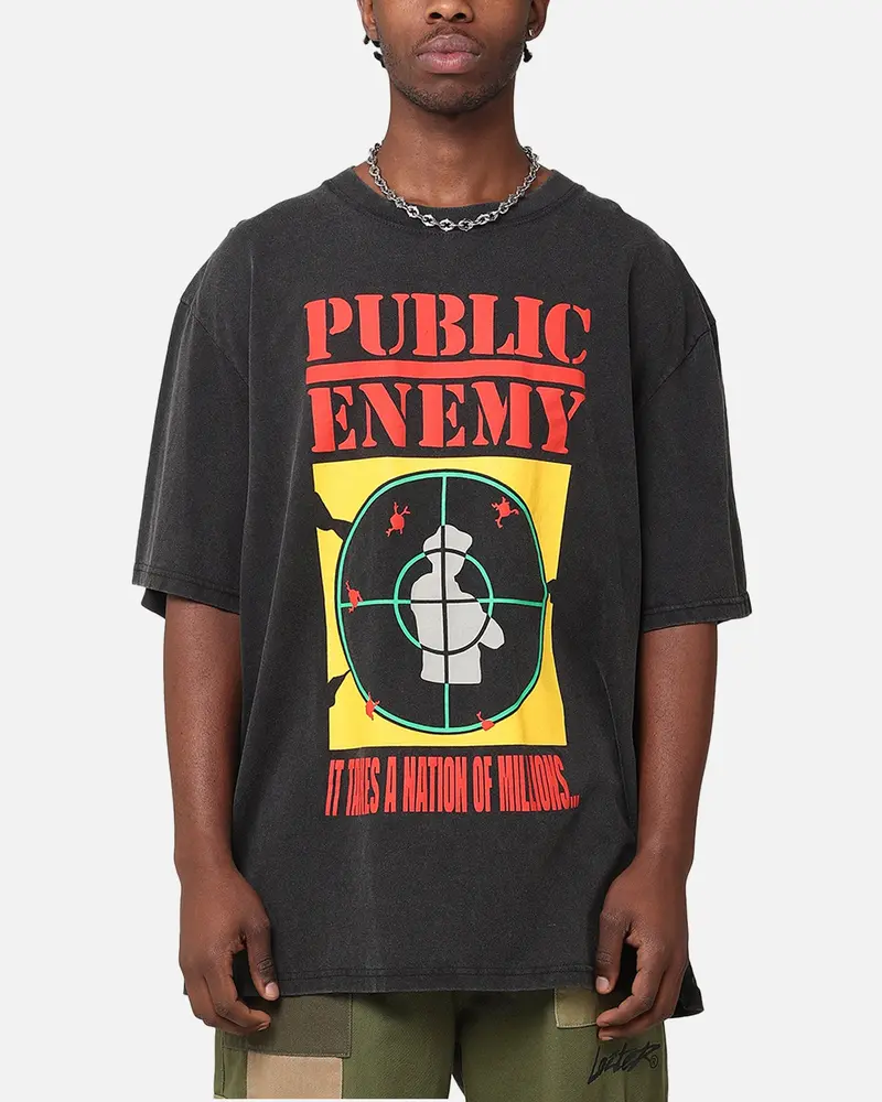 Public Enemy Hold Us Back T-Shirt Washed Black 1