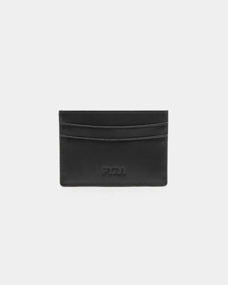 Pyra Men's Leather Card Wallet Black Leather 1