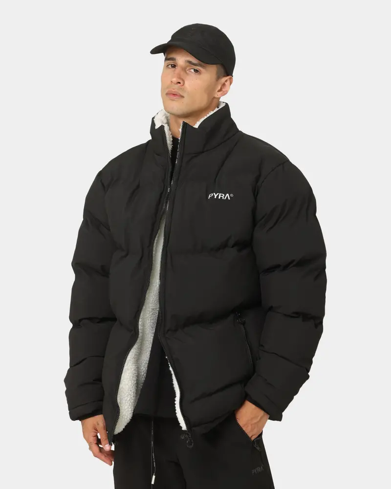 Pyra Sherpa Puffa Jacket Black/White 1