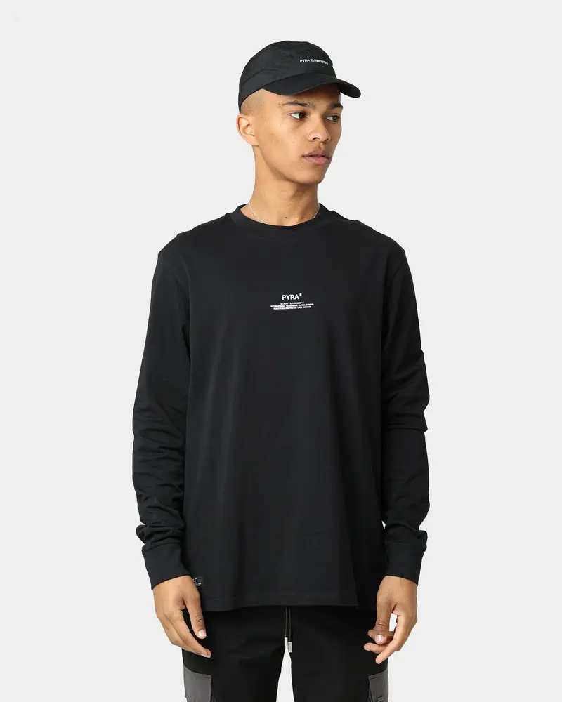Pyra Stacked Logo Long Sleeve T-Shirt Black/White 1
