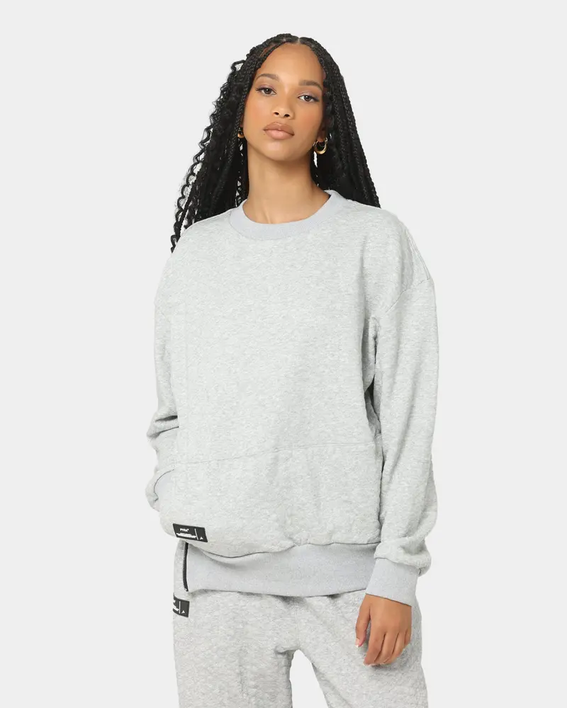 Pyra Women's Quilt Crew Sweater Grey Marle 1