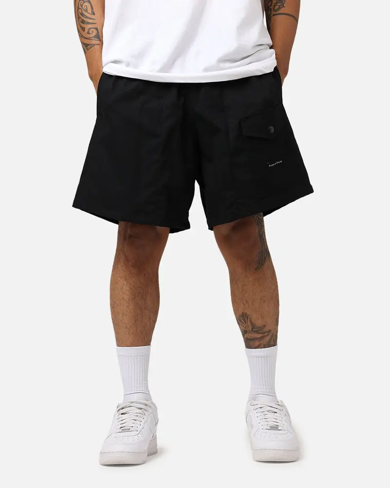 Raised By Wolves Barbarian Ripstop Camp Shorts Black 1