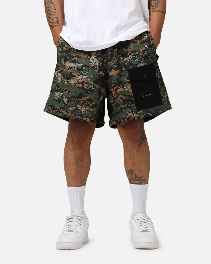 Raised By Wolves Barbarian Ripstop Camp Shorts Green Digi Camo 1
