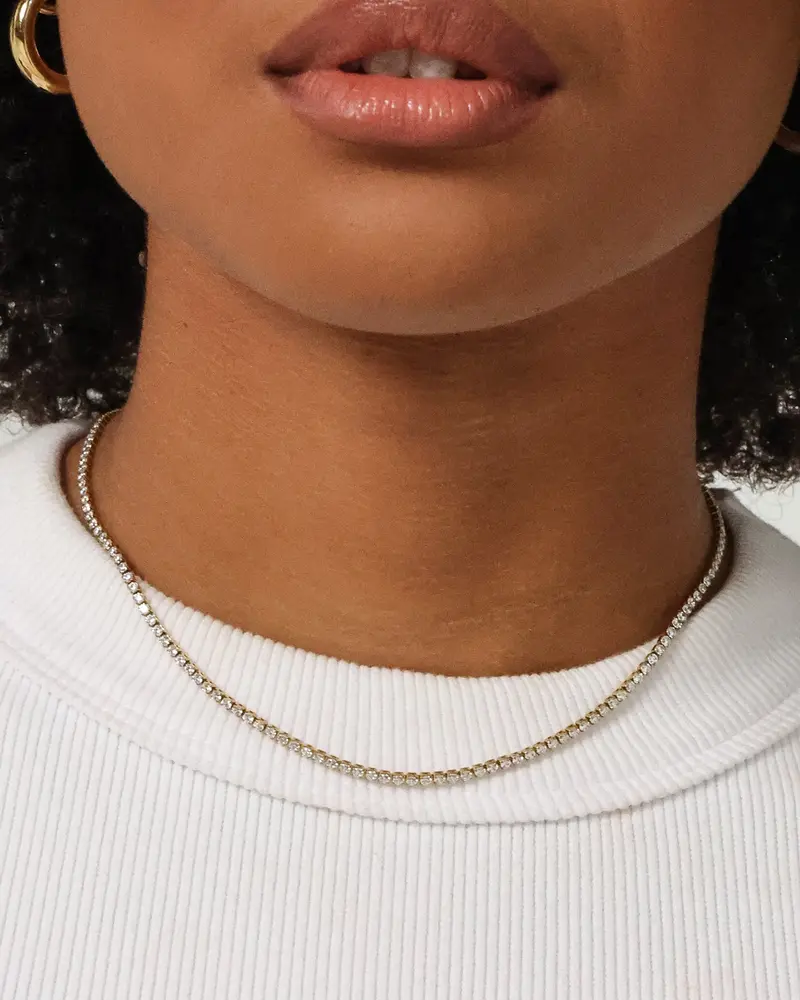 Raising Hell Women's Customisable Tennis Necklace Gold 1