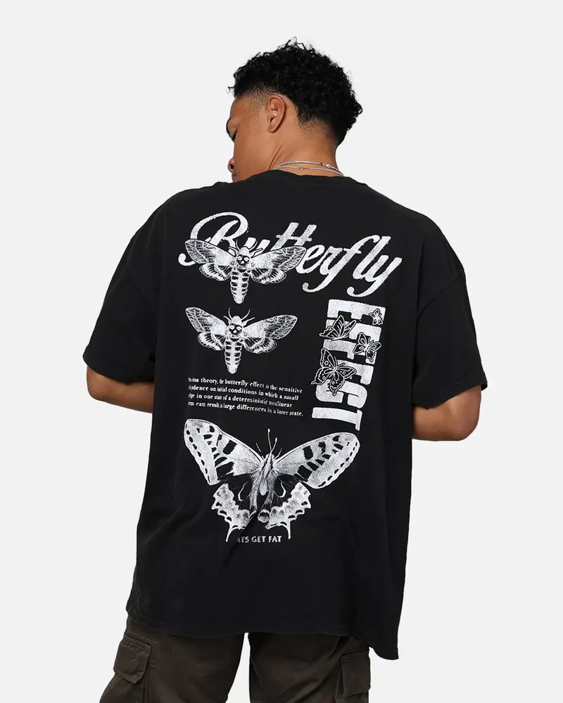Rats Get Fat Butterfly Effect T-Shirt Black Wash 1
