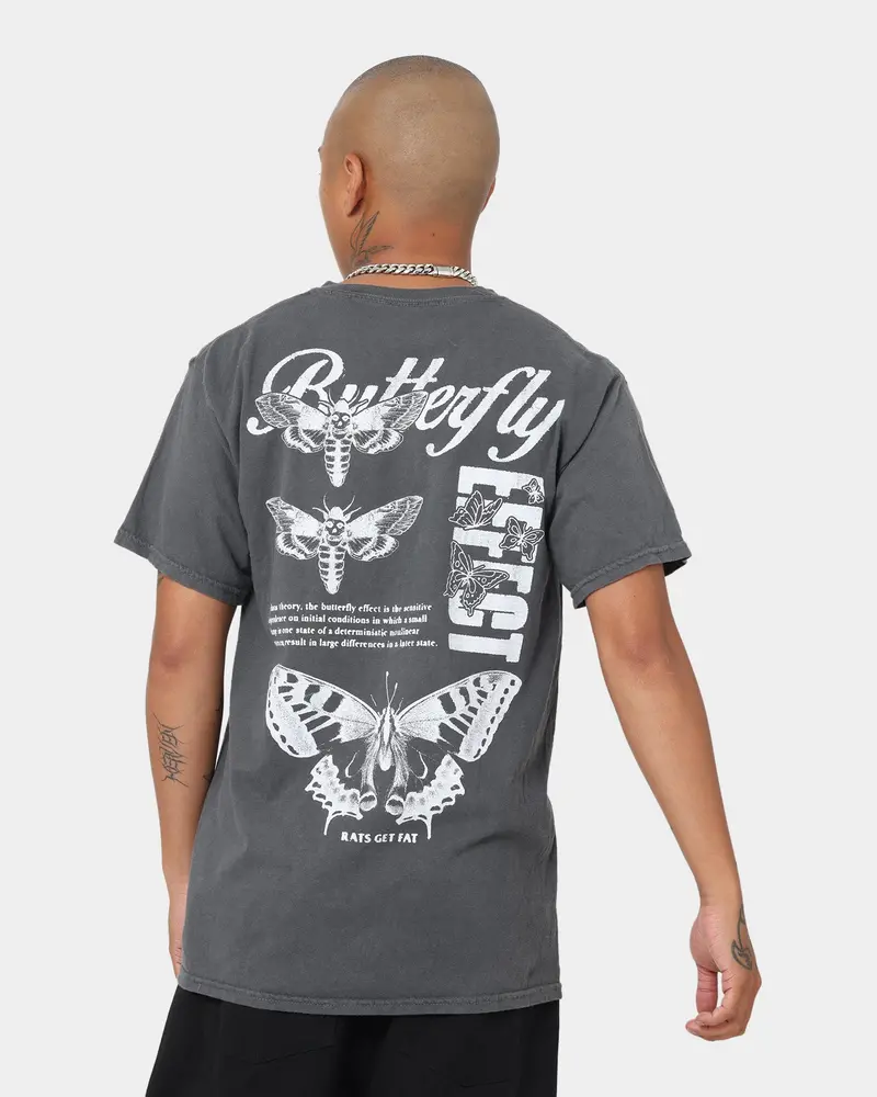Rats Get Fat Butterfly Effect Vintage T-Shirt Off Black 1