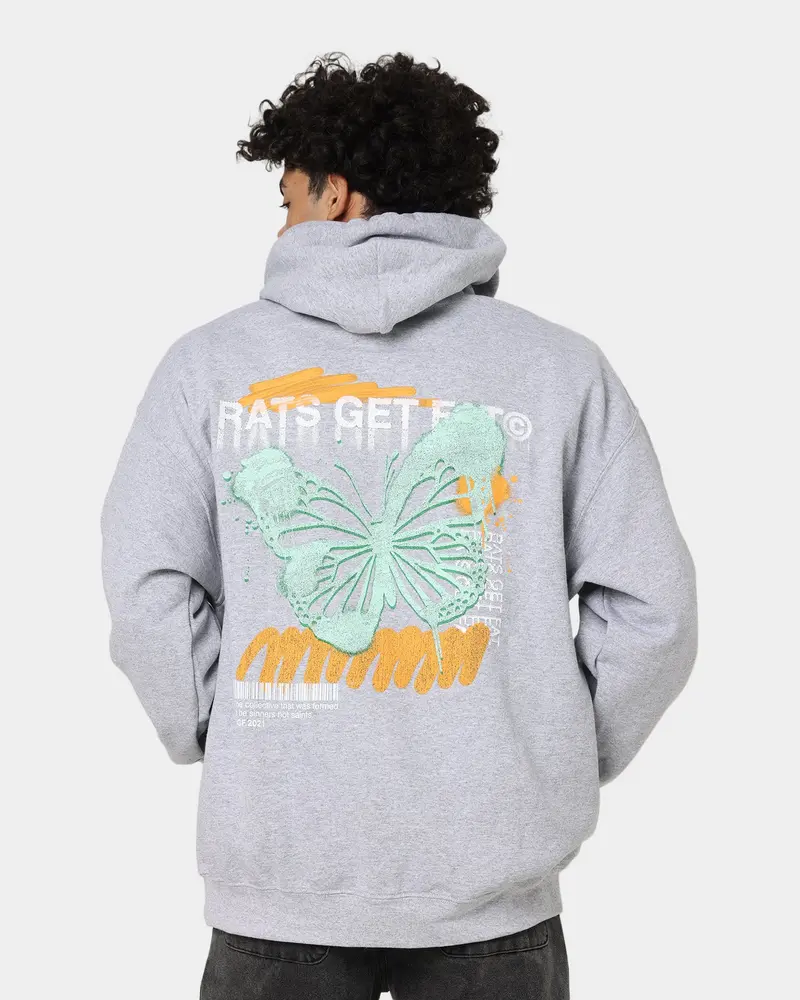 Rats Get Fat Spray Butterfly Hoodie Grey 1