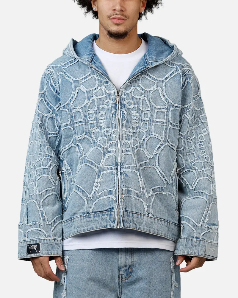 Revenge Spider Web Denim Jacket Blue 1
