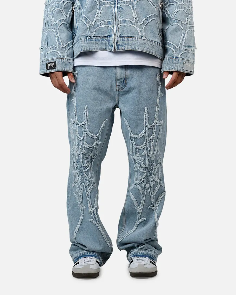 Revenge Spider Web Denim Pants Blue 1