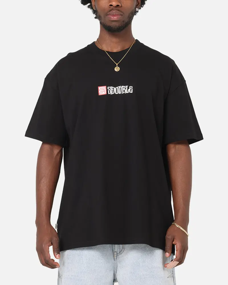 S Double Cube Mid Block T-Shirt Black 1