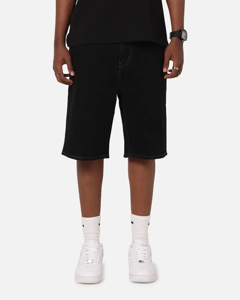 S Double Denim Standard Shorts Black Rinse 1